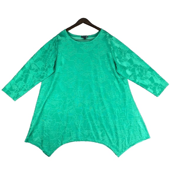 Anthony Original 2X Green Tunic Hi Low Hem Elegant Top Plus Size Fashion - Picture 1 of 8